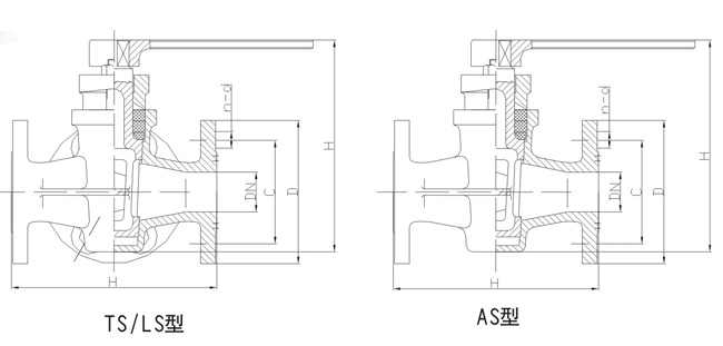 船用德標旋塞閥結(jié)構(gòu)圖與尺寸表
