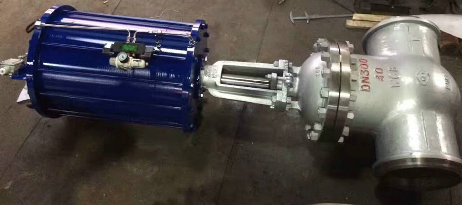 氣動帶手動閘閥廠家尺寸圖片說明書2