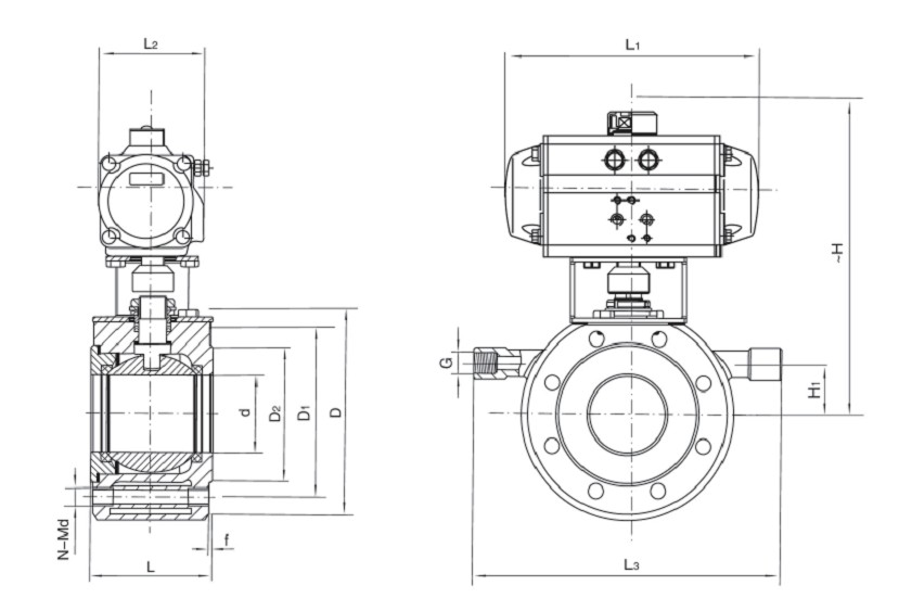 QB641F氣動(dòng)保溫球閥結(jié)構(gòu)圖